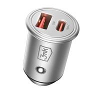 3mk, Caricatore accendisigari compatto 30W 1x USB e 1x USB-C, Argento
