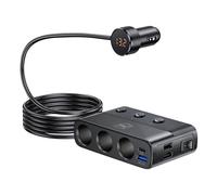 3mk, Caricatore per auto 7 in 1 con 3 prese accendisigari 10A PD 120W, Nero