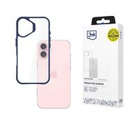 3MK Satin Armor + Custodia per cellulare per Apple iPhone 16, Blu, Trasparente