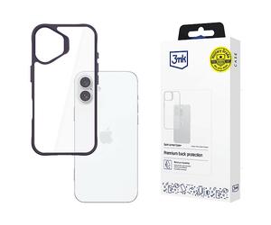 3MK Satin Armor + Custodia per cellulare per Apple iPhone 16 Plus, Viola, Trasparente