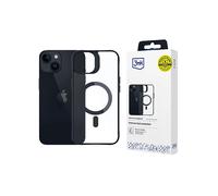 3MK Satin Armor MagCase CUSTODIA per Apple iPhone 14, iPhone 13, Nero/Trasparente