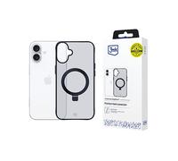 3MK Smoke Mag&Stand CUSTODIA per Apple iPhone 16, Nero/Trasparente