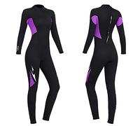 3mm Neoprene Men Women Wetsuit Adult Full Length Thermal Stretch Wet Suit with Back Zip Long Sleeve Full Body Swimsuit for Swimming Snorkeling Scuba Diving Paddle Board and Kayak (Black Woman L/Large)