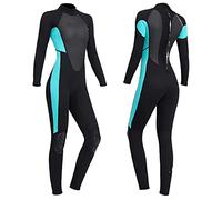 3mm Neoprene Wetsuit for Men and Women Adult Full Length Thermal Stretch Wet Suit with Back Zip Long Sleeve Full Body Swimsuit Surfing Swimming Canoe Kayak Sailing Windsurfing (Woman Green L/Large)