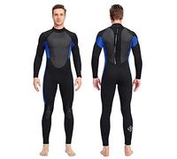 3mm Neoprene Wetsuit for Men and Women Adult Full Length Thermal Stretch Wet Suit with Back Zip Long Sleeve Full Body Swimsuit Surfing Swimming Canoe Kayak Sailing Windsurfing (Men Blue XL)