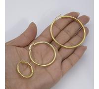 3mm Semplice Lucidato Cerchio Rotondo Orecchini 14K Giallo Placcata Oro Argento