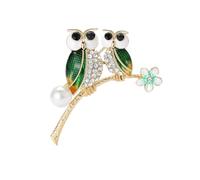 3MOG7Y1 Simpatico smalto albero ramo tre spille gufo per le donne unisex uccelli spille multicolore disponibili casual accessori per feste, Medio, Metallo, Agata