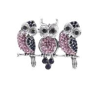3MOG7Y1 Simpatico smalto albero ramo tre spille gufo per le donne unisex uccelli spille multicolore disponibili casual accessori per feste, Medio, Metallo, Agata