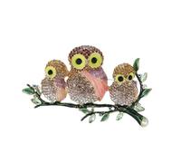 3MOG7Y1 Simpatico smalto albero ramo tre spille gufo per le donne unisex uccelli spille multicolore disponibili casual accessori per feste, Medio, Metallo, Agata