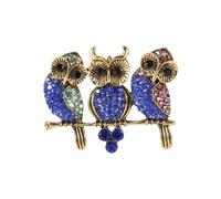 3MOG7Y1 Simpatico smalto albero ramo tre spille gufo per le donne unisex uccelli spille multicolore disponibili casual accessori per feste, Medio, Metallo, Agata