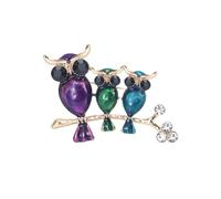 3MOG7Y1 Simpatico smalto albero ramo tre spille gufo per le donne unisex uccelli spille multicolore disponibili casual accessori per feste, Medio, Metallo, Agata