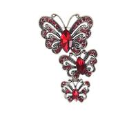 3MOG7Y1 Spilla a forma di tre farfalle con strass per donne, unisex, multicolore, accessori casual per feste, Medio, Metallo, Agata