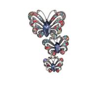 3MOG7Y1 Spilla a forma di tre farfalle con strass per donne, unisex, multicolore, accessori casual per feste, Medio, Metallo, Agata
