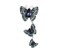 3MOG7Y1 Spilla vintage con strass tre farfalle per le donne unisex spille da insetto multicolore disponibili accessori casual per feste, Medio, Metallo, Agata