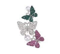 3MOG7Y1 Spilla vintage con strass tre farfalle per le donne unisex spille da insetto multicolore disponibili accessori casual per feste, Medio, Metallo, Agata