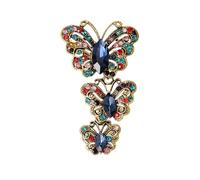 3MOG7Y1 Spilla vintage con strass tre farfalle per le donne unisex spille da insetto multicolore disponibili accessori casual per feste, Medio, Metallo, Agata