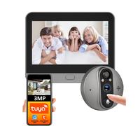 3MP Smart Life Tuya 1080P WiFi Campanello per porta Spioncino Telecamera 5000mAh Batteria Rilevatore di movimento PIR IR Alexa Google Home Visualizzatore digitale