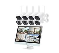3MP Wireless CCTV System 8CH NVR Wifi IP Telecamera Di Sicurezza Set Monitor Da 12 Pollici Audio A 2 Vie Kit Di Videosorveglianza Impermeabile(1T,8CH NVR 8Cams(B))