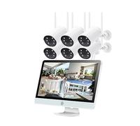 3MP Wireless CCTV System 8CH NVR Wifi IP Telecamera Di Sicurezza Set Monitor Da 12 Pollici Audio A 2 Vie Kit Di Videosorveglianza Impermeabile(3T,8CH NVR 6Cams(B))