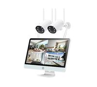 3MP Wireless CCTV System 8CH NVR Wifi IP Telecamera Di Sicurezza Set Monitor Da 12 Pollici Audio A 2 Vie Kit Di Videosorveglianza Impermeabile(2T,8CH NVR 2Cams(B))