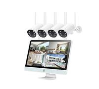 3MP Wireless CCTV System 8CH NVR Wifi IP Telecamera Di Sicurezza Set Monitor Da 12 Pollici Audio A 2 Vie Kit Di Videosorveglianza Impermeabile(1T,8CH NVR 4Cams(B))