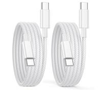 3P SPACE Cavo USB-C a USB-C [2 Pezzi - 1 Metro] Ricarica Rapida 60W e Trasferimento Dati - Cavo Telato Bianco Compatibile con iPhone 15 16, iPad Pro, MacBook, Samsung, Xiaomi, Huawei