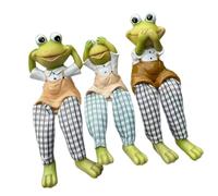 3pack Tre Senza Filosofie Rane Statue Resine Decorazione Interna Esterno Lungo Gamba Figurine Rane Sculture