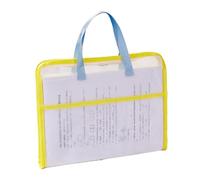 3pc Candy Color Test Paper Storage Bag Multifunctional 3 Compartments Zipper Mesh Bags Large Capacity Visible File Folder Travel(Yellow-)