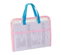 3pc Candy Color Test Paper Storage Bag Multifunctional 3 Compartments Zipper Mesh Bags Large Capacity Visible File Folder Travel(Pink-)