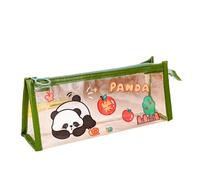 3pc Cartoon Panda trasparente Pen Case Studente Multi Funzionale Portatile di Stoccaggio Della Cassa della, Pace e Gioia, 22.5*10*6.5cm