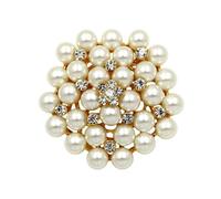 3pc Classic Imitation Pearls And Crystal Flower Wedding Bouquets Brooches(Smal gold)