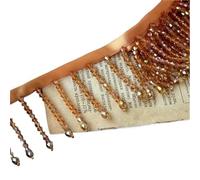 3pc Crystal Pendant Beaded Fringe Lace DIY Clothing Stage Home Curtain Trim Headwear Decorative Accessories(Antique Brass)