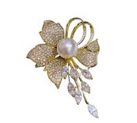 3pc Fashion Rhinestone Flowers Imitation Pearl Brooches For Women Clothing Coat Jewelry Accessries Gifts