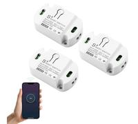 3PC Interruttore WiFi, Interruttore Alexa Luci, Mini Interruttore Smart Home Luci, Controllo Vocale/Timer, Interruttore intelligente Con Controllo Tuya/Smart Life APP compatibili con Alexa Google Home