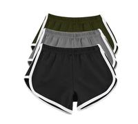 3PC Lounge Shorts per le donne Estate Leggero Yoga Pantaloncini corti Tinta unita Elastico in vita Pigiama Bottoms Ladies Comodi Sleepwear Loungewear Hot Pants, 03 Nero, M