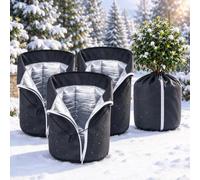 3PC Plant Pot Covers Insulated Waterproof Winter Freeze Protector，A,L：3 | Winter Plant Frost Protection Covers,Plant Pot Thermal Bag with Drawstring & Zipper,Breathable Pots Insulation Cover for Tree