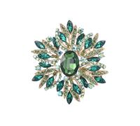 3pc Stylish Rhinestone Flower Brooches For Women Creative Crystal Glass Pins(Green2899)