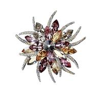 3pc Women's Western Accessories Imitation Crystal Temperament Creative Simple Atmosphere Sun Flower Brooch(Color1)
