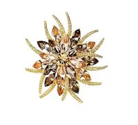 3pc Women's Western Accessories Imitation Crystal Temperament Creative Simple Atmosphere Sun Flower Brooch(Color 15)