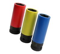 3Pcs 1/2 "Drive Ruota Impatti Chiave Dado 17mm 19mm 21mm Non Marcatura Dado Ruota Dado Sottile Parete Profondamente Presa Accessori Strumento di Riparazione Automobilistico