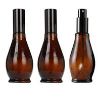 3PCS 100ml/3oz vuoto ricarica portatile ambrato vetro spray barattoli con spruzzatore nero e tappo cosmetico imballaggio campione contenitori fine nebbia automizer per profumo trucco acqua