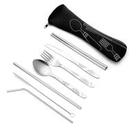 3Pcs/4Pcs/7Pcs Set Dinnerware Portable Printed Knifes Fork Spoon Stainless Steel Family Camping Steak Cutlery Tableware with Bag