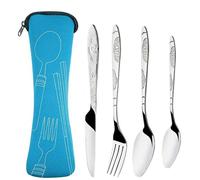 3Pcs/4Pcs/7Pcs Set Dinnerware Portable Printed Knifes Fork Spoon Stainless Steel Family Camping Steak Cutlery Tableware with Bag