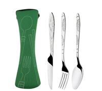 3Pcs/4Pcs/7Pcs Set Dinnerware Portable Printed Knifes Fork Spoon Stainless Steel Family Camping Steak Cutlery Tableware with Bag