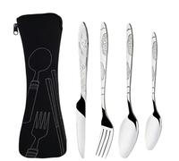 3Pcs/4Pcs/7Pcs Set Dinnerware Portable Printed Knifes Fork Spoon Stainless Steel Family Camping Steak Cutlery Tableware with Bag