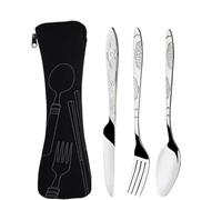 3Pcs/4Pcs/7Pcs Set Dinnerware Portable Printed Knifes Fork Spoon Stainless Steel Family Camping Steak Cutlery Tableware with Bag