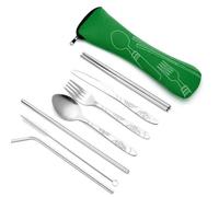3Pcs/4Pcs/7Pcs Set Dinnerware Portable Printed Knifes Fork Spoon Stainless Steel Family Camping Steak Cutlery Tableware with Bag