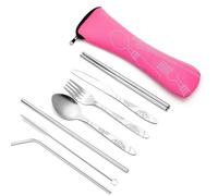 3Pcs/4Pcs/7Pcs Set Dinnerware Portable Printed Knifes Fork Spoon Stainless Steel Family Camping Steak Cutlery Tableware with Bag