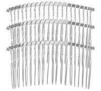 3pcs 7.8 cm 20 denti fai da te filo di metallo clip di capelli pettine da sposa velo pettine da donna (argento)