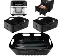 3PCS Accessori Friggitrice ad Aria solo per Cecotec 9 L Cecofry Dual 9000, Teglie Cestino Friggitrice ad Aria per Cecofry Dual 9000, Riutilizzabile Accessori per Air Fryer(1 * 9l+2 * 4,5l)